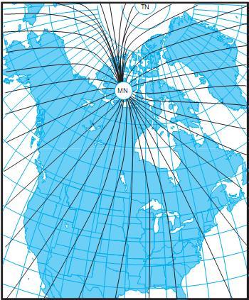 Figure 14-7. A typical isogonic chart. The black lines are isogonic lines which connect geographic points with identical magnetic variation
